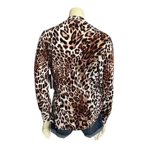 NWT The Limited Blouse Women's S Brown Leopard Print Lux Jersey Draped Work Top - Picture 6 of 10